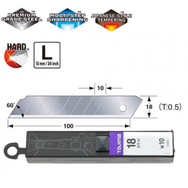 Сегментні леза Premium 18мм TAJIMA DORA  Endura Blades CB50, 10 шт.
