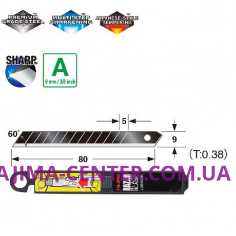 Леза сегментні 9мм TAJIMA Razar Black LCB30RB, чорні, 10 шт.