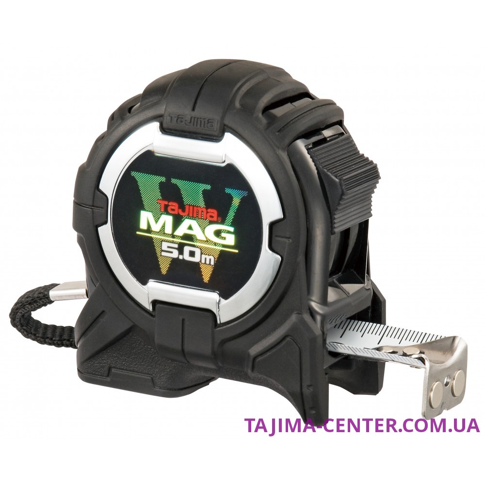 Рулетка будівельна ударостійка, два магніти TAJIMA W-MAG, G3GLWM25-50EB-EUR - 5м×25мм