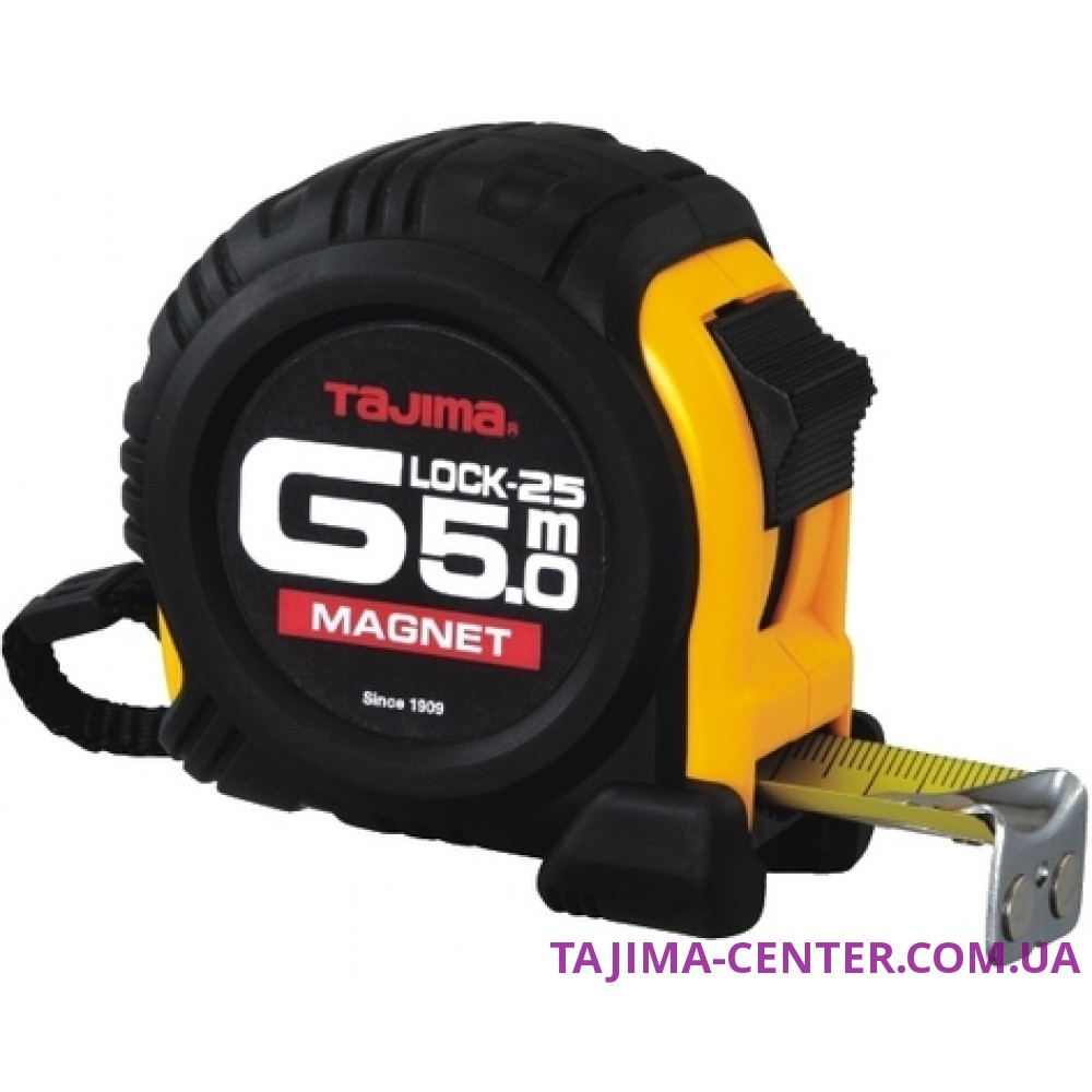 Рулетка будівельна ударостійка з магнітом TAJIMA G-LOCK, GLM25-50EB-EUR - 5м×25мм