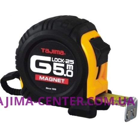 Рулетка будівельна ударостійка з магнітом TAJIMA G-LOCK, GLM25-50EB-EUR - 5м×25мм