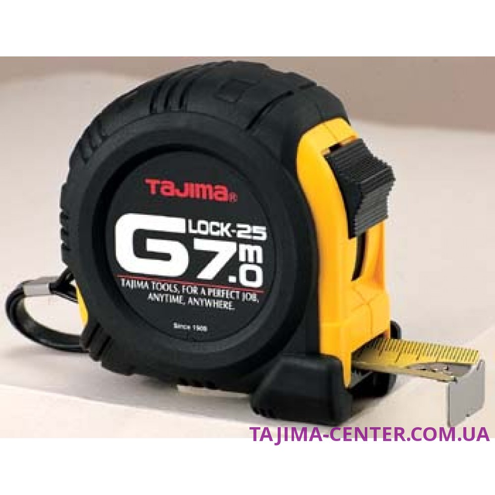 Рулетка будівельна ударостійка TAJIMA G-LOCK, GL25-70EB-EUR - 7м×25мм