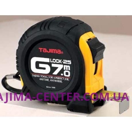 Рулетка будівельна ударостійка TAJIMA G-LOCK, GL25-70EB-EUR - 7м×25мм