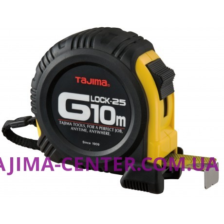 Рулетка будівельна ударостійка TAJIMA G-LOCK, GL25-100EB-EUR - 10м×25мм