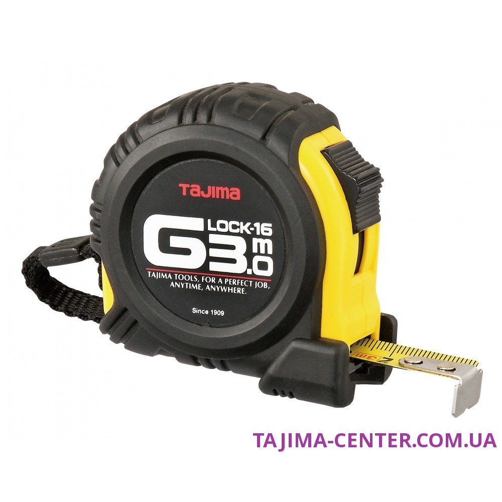 Рулетка будівельна ударостійка TAJIMA G-LOCK, GL16-30E-EUR - 3м×16мм