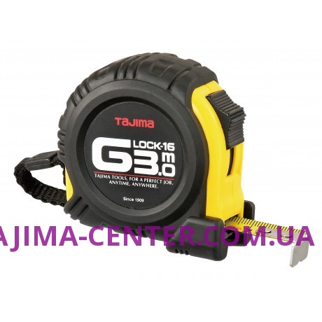 Рулетка будівельна ударостійка TAJIMA G-LOCK, GL16-30E-EUR - 3м×16мм