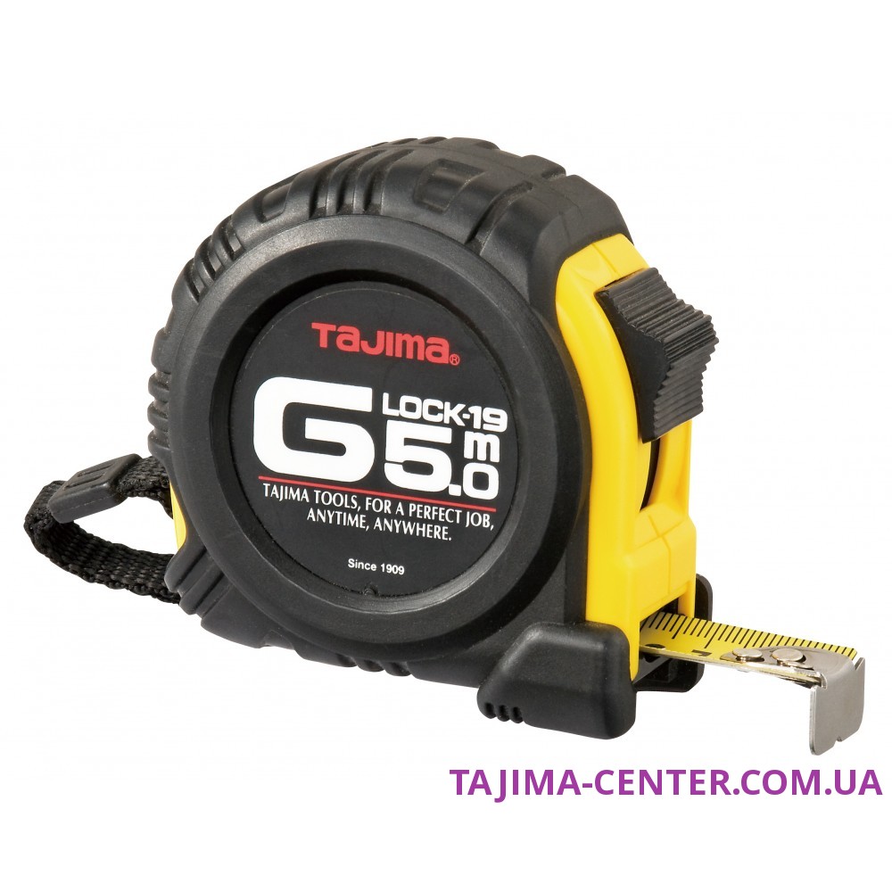 Рулетка будівельна ударостійка TAJIMA G-LOCK, GL19-50EB-EUR - 5м×19мм