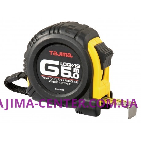 Рулетка будівельна ударостійка TAJIMA G-LOCK, GL19-50EB-EUR - 5м×19мм