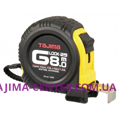 Рулетка будівельна ударостійка TAJIMA G-LOCK, GL25-80EB-EUR - 8м×25мм