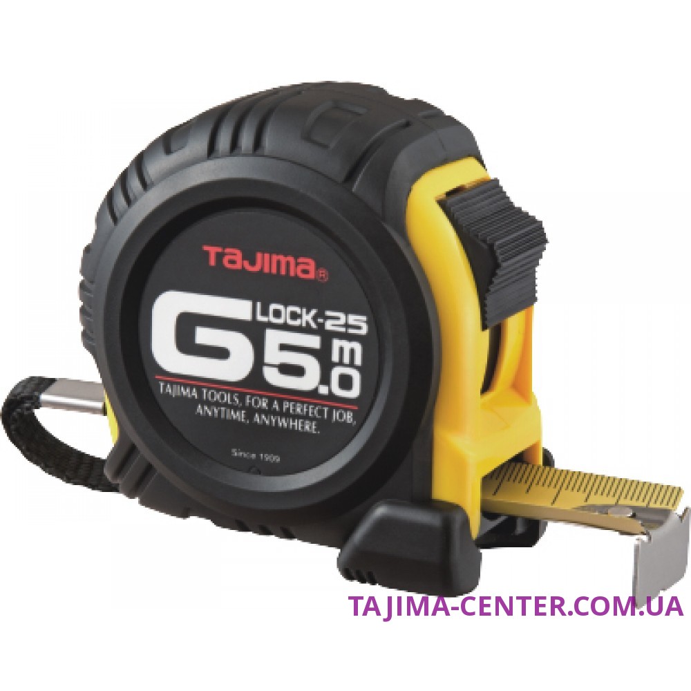 Рулетка будівельна ударостійка TAJIMA G-LOCK, GL25-50EB-EUR - 5м×25мм