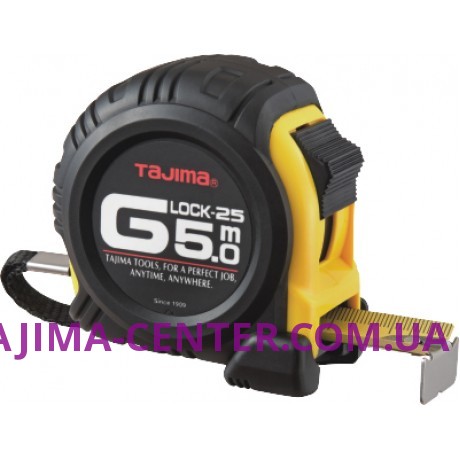 Рулетка будівельна ударостійка TAJIMA G-LOCK, GL25-50EB-EUR - 5м×25мм